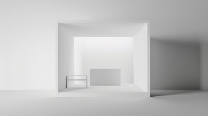 White Minimalist Booth - a sleek and modern display concept. The white minimalist design creates a clean and inviting space.