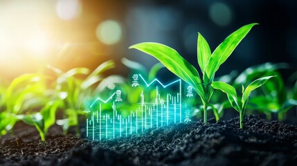 Global Agriculture Economics Concept: Corn Farm with International Stock Market Symbols