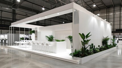 White Minimalist Booth - a sleek and modern display concept. The white minimalist design creates a clean and inviting space.