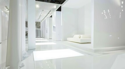 White Minimalist Booth - a sleek and modern display concept. The white minimalist design creates a clean and inviting space.