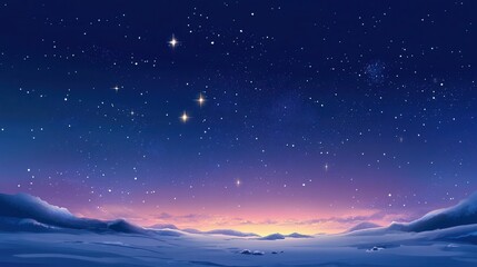 Obraz premium Experience the serenity of a winter evening sky adorned with twinkling stars