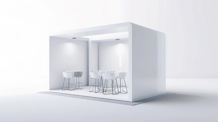 White Minimalist Booth - a sleek and modern display concept. The white minimalist design creates a clean and inviting space.