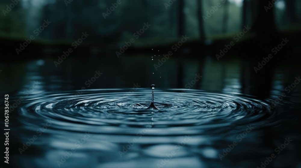 Aufkleber a tranquil scene of a water drop disturbing a calm surface, illustrating the art of nature in circul