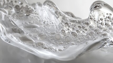A close up of a clear glass bowl with bubbles.