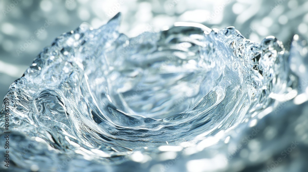 Poster a vivid close-up of a water droplet creating expansive circular waves, perfect for showcasing the el