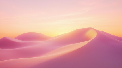 Pink Desert Sunset: Serene landscape of gently rolling sand dunes bathed in the warm, soft glow of a pastel sunset. Evokes a sense of calm and tranquility. 