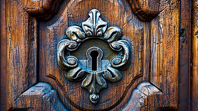 アンティーク調のドアの鍵穴の背景