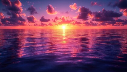 Fototapeta premium Stunning sunset reflecting on water. Perfect for creating a serene and peaceful mood.