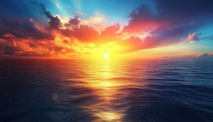 Fototapeta premium A colorful sunset over the sea. Perfect for travel, vacation, or nature-themed projects.