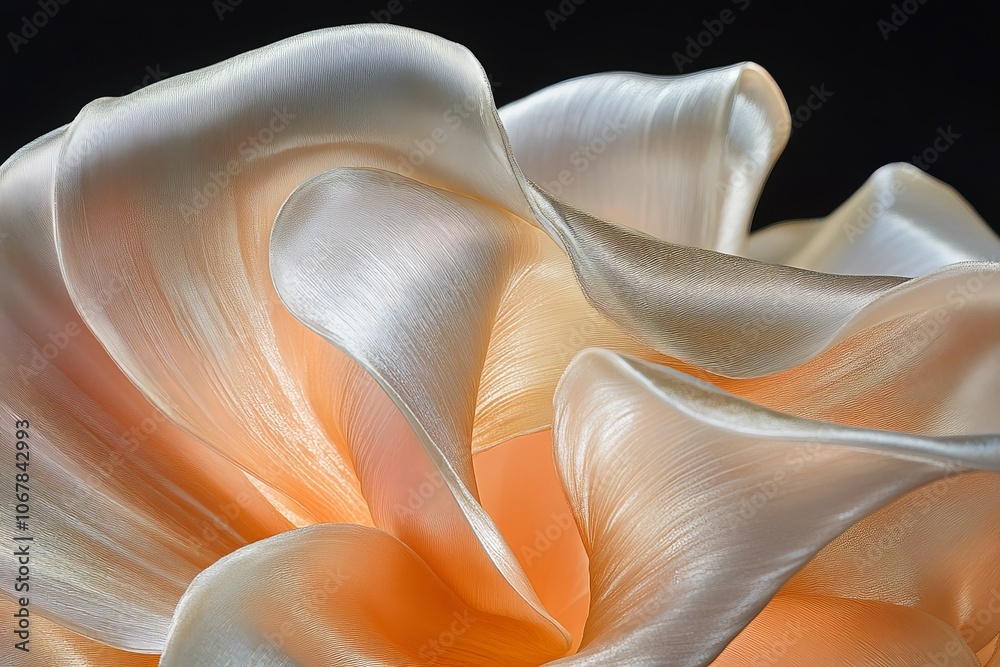 Poster Ivory fabric curls elegantly, creating a flowing visual effect that captures both the beauty of fluid movement and the gentle softness of its material.