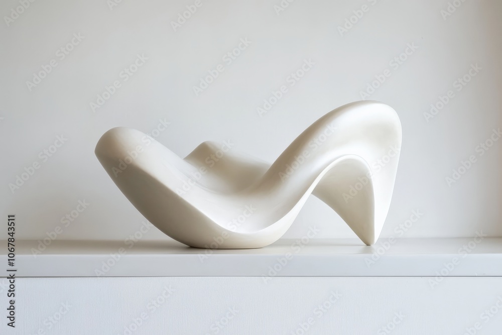 Poster elegantly designed abstract sculpture, featuring smooth, flowing forms that create a sense of motion