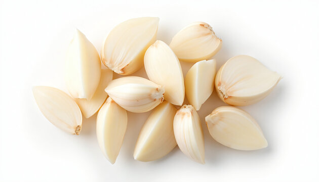 a bunch of garlic on a white background