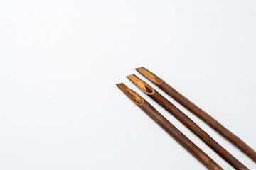 Set of calligraphy reeds isolated over white background