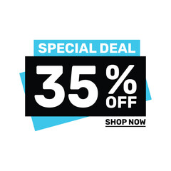 Special deal 35 off price marketing blue color design.