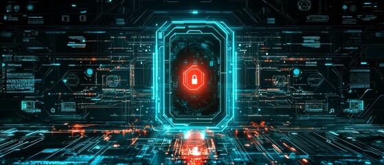 Fototapeta premium the Impact of Digital Security with a Flat Design of RSA Encryption on a Modern Digital Screen