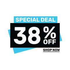 Special deal 38 off price marketing blue color design.