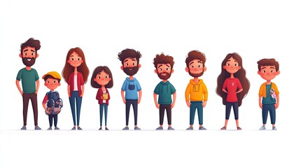Obraz premium Cartoon illustration of happy family. This illustration can be used for a family theme design, especially for marketing and promotion of family-related businesses.