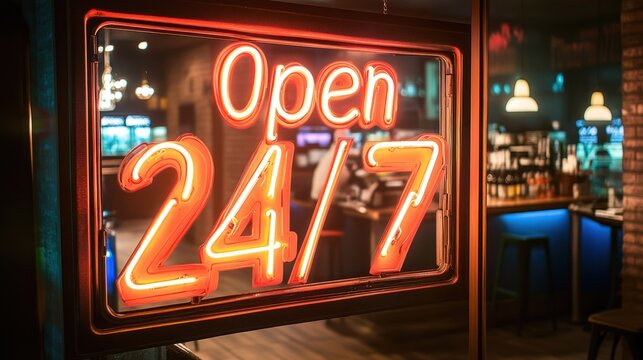 24/7 Open Neon Sign