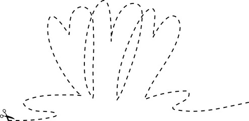 Heart dotted line with scissors