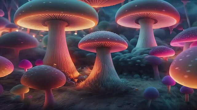 Mushroom Psychedelic colorful glowing vibrant morphing animation