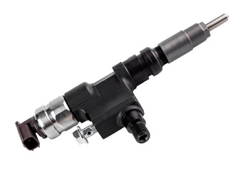 New fuel injector on white background close up