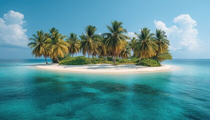 Obraz premium Tropical island with palm trees. Perfect for travel, vacation, and nature themes.