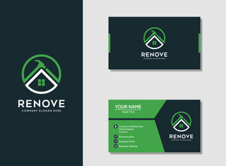 Home renovation logo, home repair, and building concept logo design template