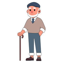 Cartoon Grand Father Vector Illustration