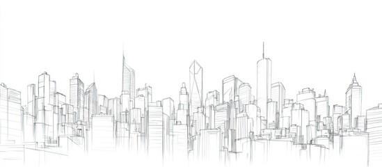Fototapeta premium A minimalist skyline illustration of a cityscape in outline form.