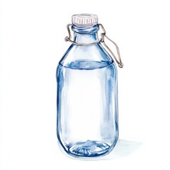 Illustration of a Clear Glass Bottle Filled with Water for Eco-Friendly Concepts and Designs