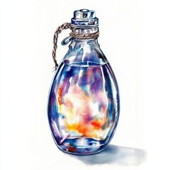 Artistic Watercolor Bottle: A Stunning Glass Container with Colorful Liquid for Creative Projects