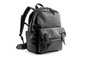 Naklejka premium Black school backpack on white background