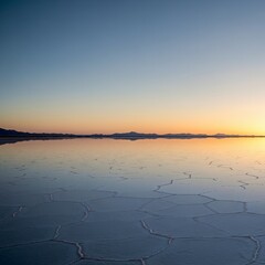 Naklejka premium Vast salt flats reflecting the sky, creating an endless mirror effect