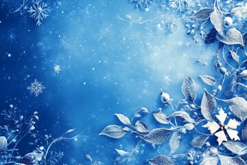 A beautiful Christmas letter background featuring sparkling snowflakes and frosty leaves in a serene winter wonderland setting