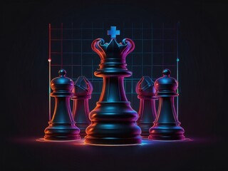 Neon Chess Outline with Modern Design