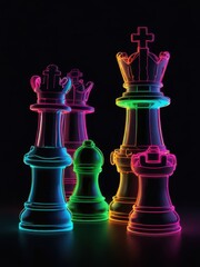 Neon Chess Outline with Modern Design