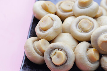 Champignon mushrooms in brine. Canned champignon mushrooms whole