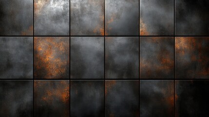 Naklejka premium Grunge metal tiles with rust and spotlight.