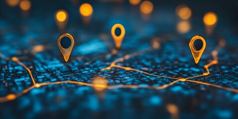 A detailed map displaying a specific location marked with two vibrant pins, symbolizing the starting and destination points in a GPS navigation system used for efficient route planning and guidance