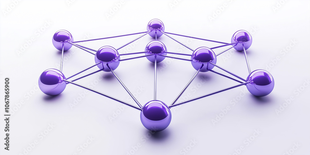 Poster network connecting purple spheres showing links and connections