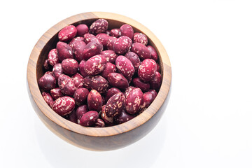 Red and White Beans in Wooden Bowl