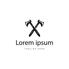 Woodcutting Tool Ax Logo, Woodcutter Vector Simple Design Symbol Template