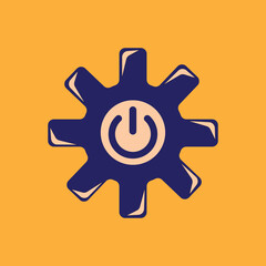 vector design illustration of the shutdown button in peach and blue colors in a simple style. suitable for logos, icons, posters, advertisements, banners, companies, t-shirt designs, stickers, website