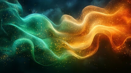 Flowing Algeria Flag in Abstract Light. Generative AI