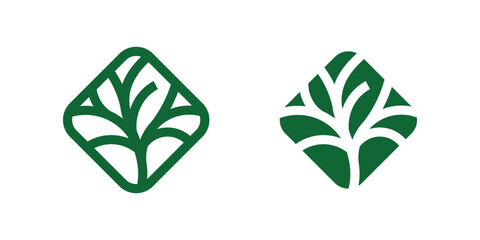 logo design combination of square and tree shapes, nature, minimalist, icon, vector, symbol, creative.