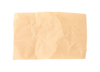 Crumpled kraft paper sheet isolated on white, top view