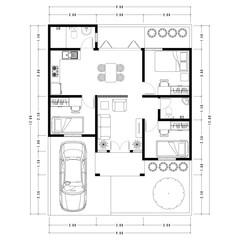 Architecture plan with furniture. home floor plan, isolated on white background, stock illustration. Vector eps