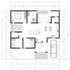 Architecture plan with furniture. home floor plan, isolated on white background, stock illustration. Vector eps