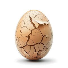 Egg with crack isolated on white background