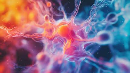 Obraz premium Abstract Neural Network: Vibrant 3D Rendering of Synaptic Connections